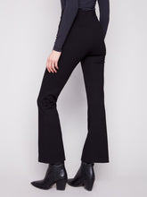 Load image into Gallery viewer, Black Flare Ponte Pull-On Pants With Front Buttons

