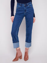 Load image into Gallery viewer, Indigo Wide Cuff Straight Leg Jeans
