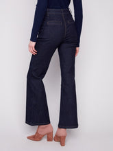 Load image into Gallery viewer, Deep Blue Flare Leg Jeans With Side Buttons
