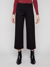 Load image into Gallery viewer, Black Patch Pocket Wide Leg Ponte Pants
