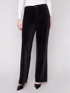 Black Wide Leg Comfort Stretch Corduroy Pants