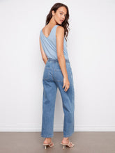 Load image into Gallery viewer, Vintage Blue Drawstring Wide Leg Denim Pants
