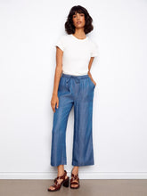 Load image into Gallery viewer, Medium Blue Tencel Wide Leg Jogger Pant
