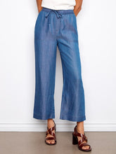 Load image into Gallery viewer, Medium Blue Tencel Wide Leg Jogger Pant
