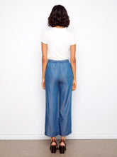 Load image into Gallery viewer, Medium Blue Tencel Wide Leg Jogger Pant
