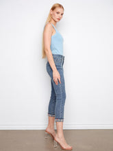 Load image into Gallery viewer, Embroidered Cuff Cropped Slim Leg Jeans
