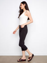 Load image into Gallery viewer, Black Twill Slim Leg Pants With Cuff
