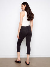 Load image into Gallery viewer, Black Twill Slim Leg Pants With Cuff
