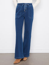 Load image into Gallery viewer, Indigo Knit Denim Wide Leg Jogger Pants
