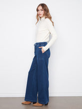 Load image into Gallery viewer, Indigo Knit Denim Wide Leg Jogger Pants
