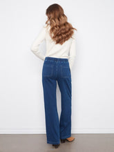 Load image into Gallery viewer, Indigo Knit Denim Wide Leg Jogger Pants
