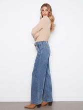 Load image into Gallery viewer, Medium Blue Wide Leg Jeans with Removable Belt
