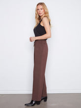 Load image into Gallery viewer, H.Espresso Soft Scuba Wide Leg Pin Tuck Pants
