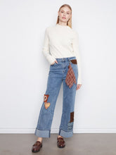 Load image into Gallery viewer, Cuffed Straight Leg Patchwork Jeans
