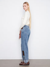 Load image into Gallery viewer, Cuffed Straight Leg Patchwork Jeans
