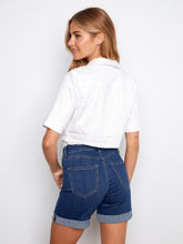 Load image into Gallery viewer, White Cropped Short Sleeve Denim Jacket
