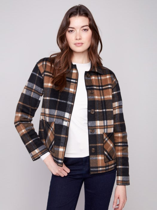 Cocoa Reversible Plaid Jacket
