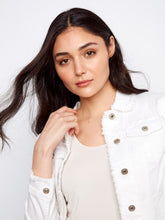 Load image into Gallery viewer, White Stretch Twill Frayed Edge Jean Jacket
