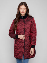 Load image into Gallery viewer, Cabernet Metallic Long Quilted Puffer Jacket
