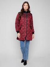 Load image into Gallery viewer, Cabernet Metallic Long Quilted Puffer Jacket
