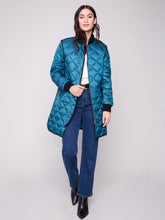 Load image into Gallery viewer, Evergreen Metallic Long Quilted Puffer Jacket
