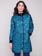 Load image into Gallery viewer, Evergreen Metallic Long Quilted Puffer Jacket

