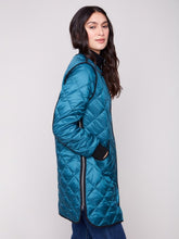 Load image into Gallery viewer, Evergreen Metallic Long Quilted Puffer Jacket
