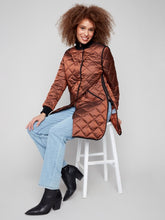 Load image into Gallery viewer, Sepia Metallic Long Quilted Puffer Jacket
