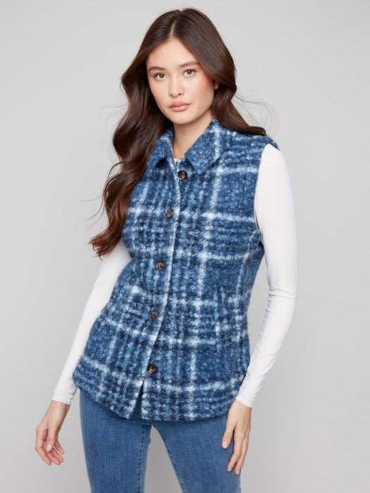 Moonlight Plaid Bouclé Knit Vest