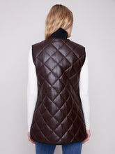 Load image into Gallery viewer, Mocha Long Quilted Faux Leather Vest
