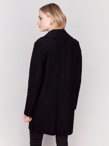 Black Long Boiled Wool Coat