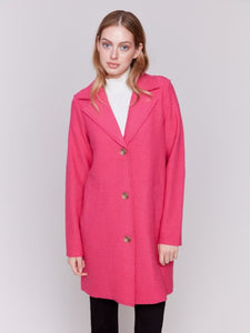 Magenta Long Boiled Wool Coat