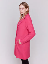 Load image into Gallery viewer, Magenta Long Boiled Wool Coat
