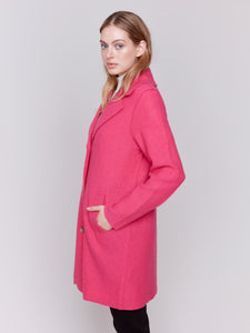 Magenta Long Boiled Wool Coat