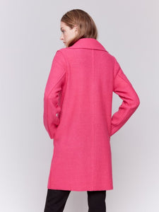 Magenta Long Boiled Wool Coat