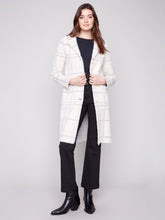 Load image into Gallery viewer, Ivory Long Plaid Knit Coatigan
