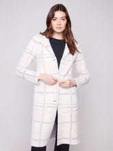 Load image into Gallery viewer, Ivory Long Plaid Knit Coatigan
