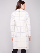 Load image into Gallery viewer, Ivory Long Plaid Knit Coatigan
