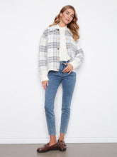 Load image into Gallery viewer, Ecru Short Plaid Knit Jacket
