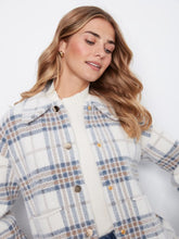 Load image into Gallery viewer, Ecru Short Plaid Knit Jacket
