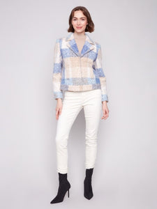 Oxford Plaid Bouclé Knit Short Coat