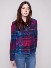 Load image into Gallery viewer, Marine Plaid Bouclé Knit Short Coat
