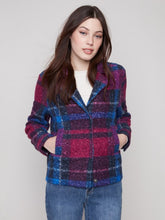 Load image into Gallery viewer, Marine Plaid Bouclé Knit Short Coat
