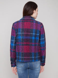 Marine Plaid Bouclé Knit Short Coat