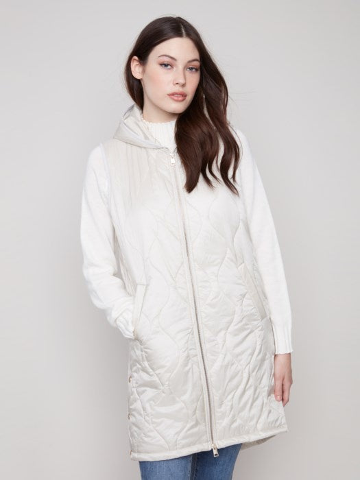 Champagne Pearlized Long Hooded Vest