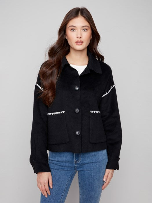 Black & White Short Double-Faced Wool Jacket