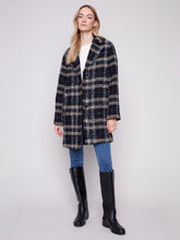 Load image into Gallery viewer, Navy Plaid Bouclé Coat
