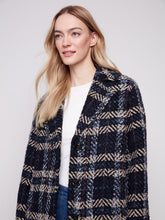 Load image into Gallery viewer, Navy Plaid Bouclé Coat
