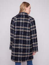 Load image into Gallery viewer, Navy Plaid Bouclé Coat
