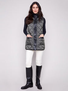 Spruce & Black Reversible Button-Front Quilted Vest